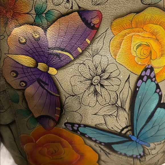 Anuschka Floral Butterfly Women's Bag - Picture 2 of 7